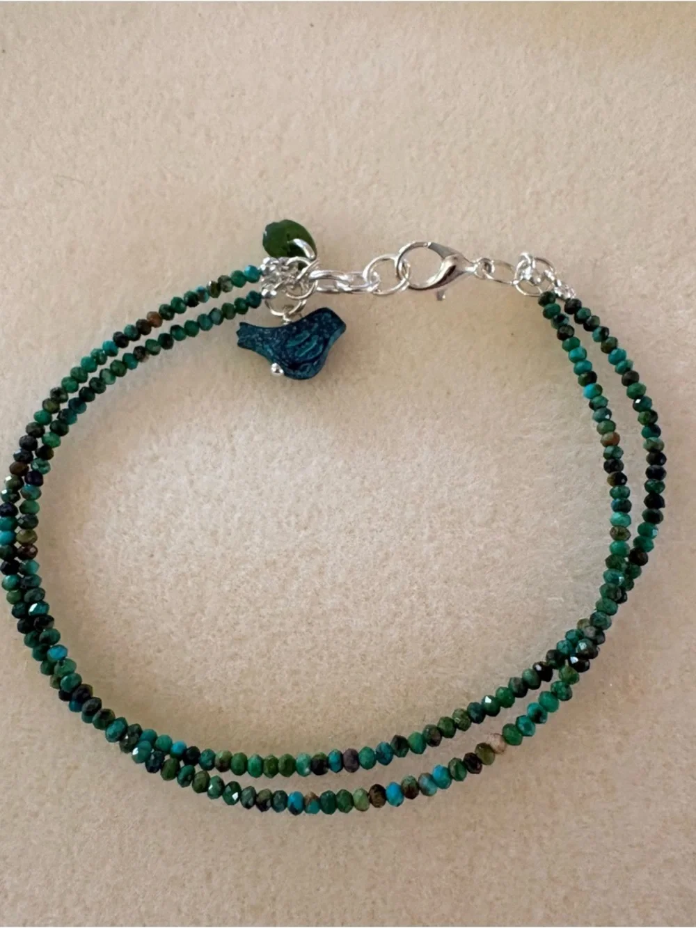 Hubei Turquoise 2 mm Minimalist Double-Strand Bracelet - Picture 1 of 4